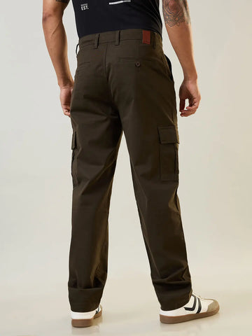 Olive Green Relaxed Fit Cargo Tim Paris