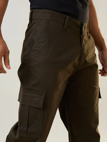 Olive Green Relaxed Fit Cargo Tim Paris