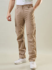 Beige Slim Fit Cargo Pant