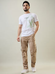 Beige Slim Fit Cargo Pant