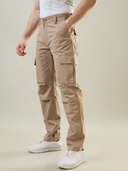 Beige Slim Fit Cargo Pant