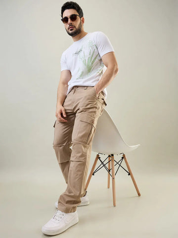 Beige Slim Fit Cargo Pant TIM PARIS