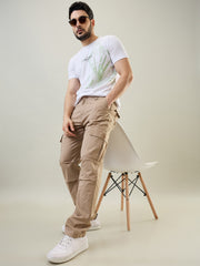Beige Slim Fit Cargo Pant
