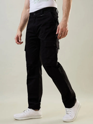 Black Slim Fit Cargo Tim Paris