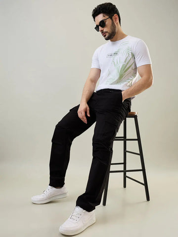 Black Slim Fit Cargo Tim Paris