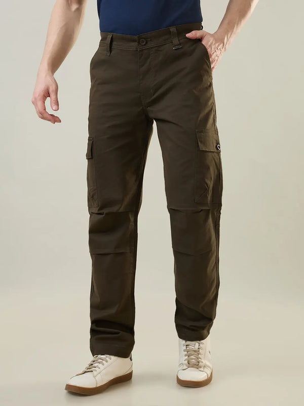 Olive Green Slim Fit Cargo Tim Paris