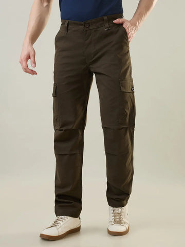 Olive Green Slim Fit Cargo Tim Paris