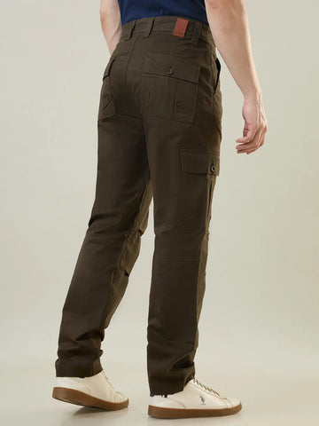 Olive Green Slim Fit Cargo Tim Paris