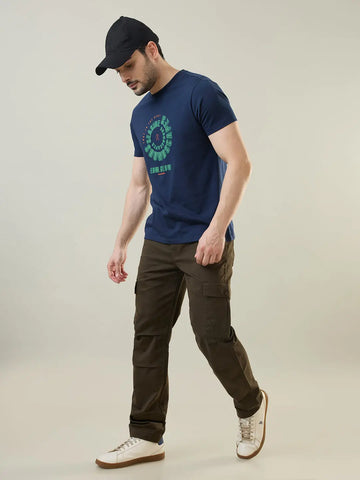 Olive Green Slim Fit Cargo Tim Paris