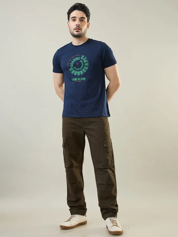 Olive Green Slim Fit Cargo Tim Paris