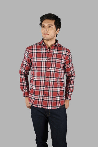 Red Plaid Checked Slim Fit Shirt Tim Paris