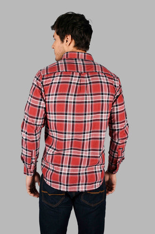 Red Plaid Checked Slim Fit Shirt Tim Paris