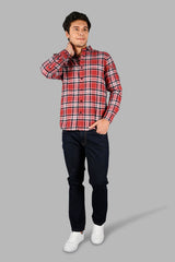 Red Plaid Checked Slim Fit Shirt