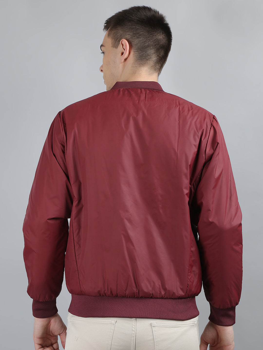 Maroon Solid Regular Fit Jacket