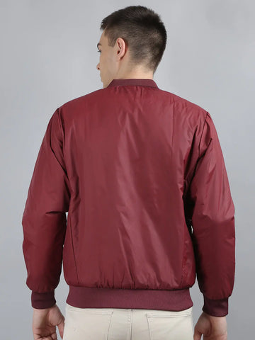 Maroon Solid Regular Fit Jacket Tim Paris