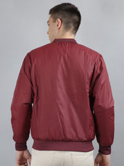 Maroon Solid Regular Fit Jacket