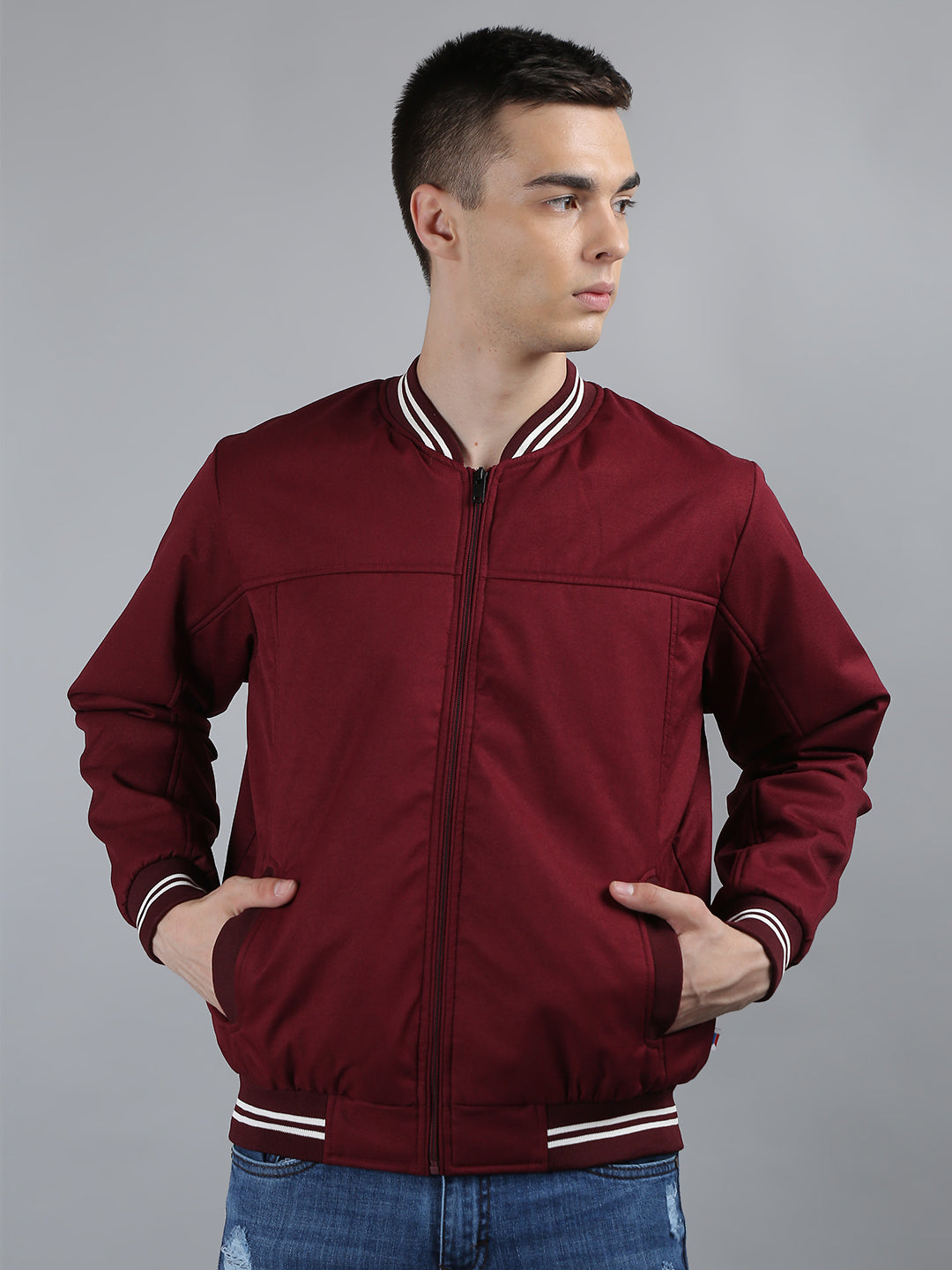 Red Cut & Sew Regular Fit Jacket