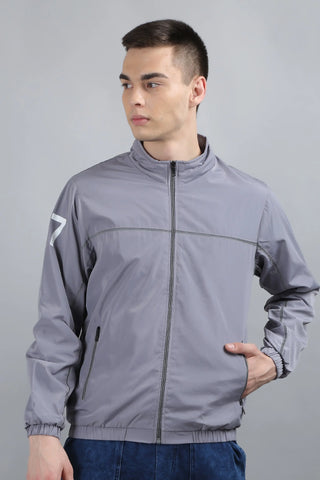 Grey Solid Regular Fit Jacket Tim Paris