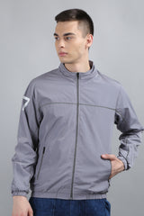 Grey Solid Regular Fit Jacket