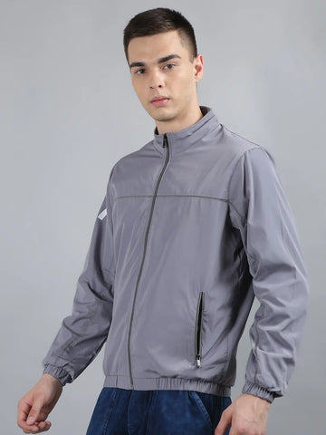 Grey Solid Regular Fit Jacket Tim Paris