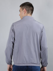 Grey Solid Regular Fit Jacket