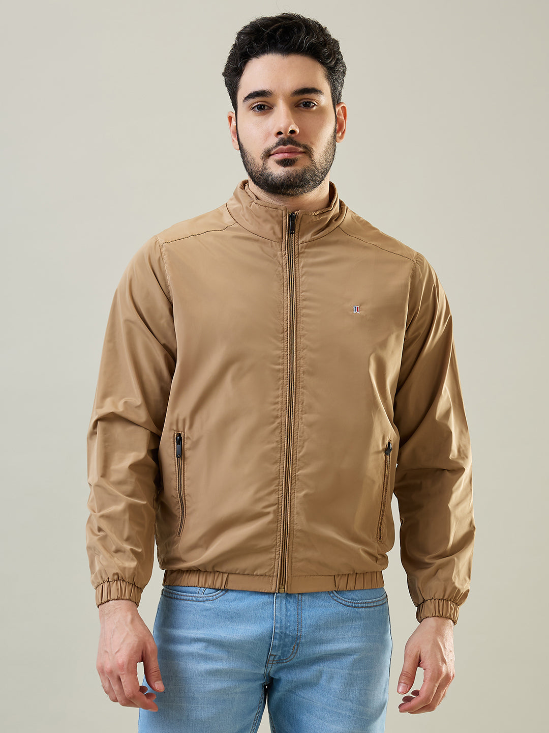 Fawn Solid Windcheater Jacket