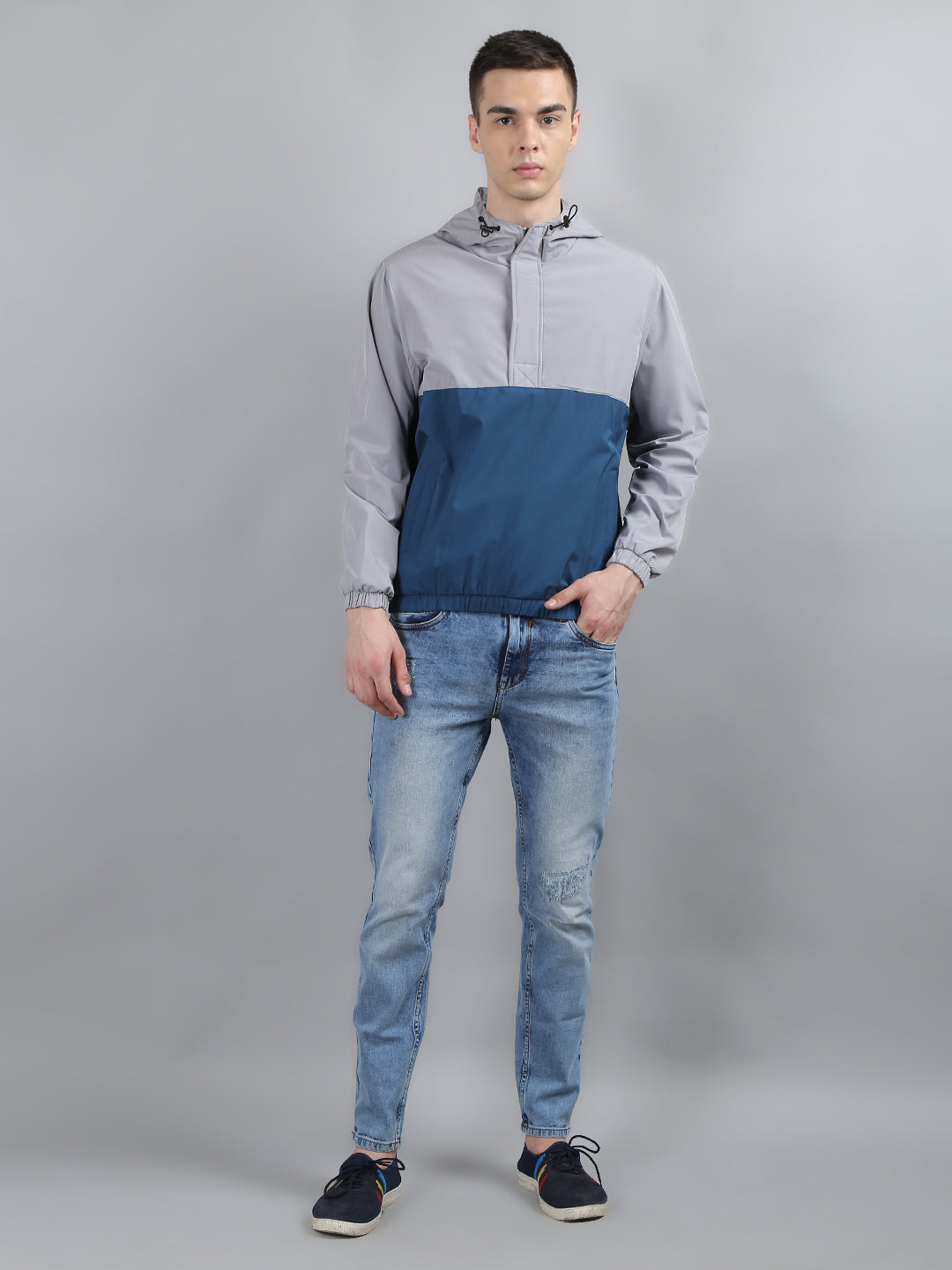 Blue Solid Regular Fit Jacket