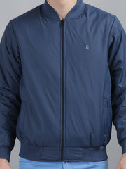 Indigo Navy Solid Bomber Jacket