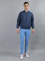 Indigo Navy Solid Bomber Jacket