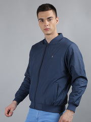 Indigo Navy Solid Bomber Jacket