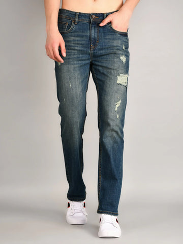 Medium Indigo Logan Straight Fit Jeans Tim Paris