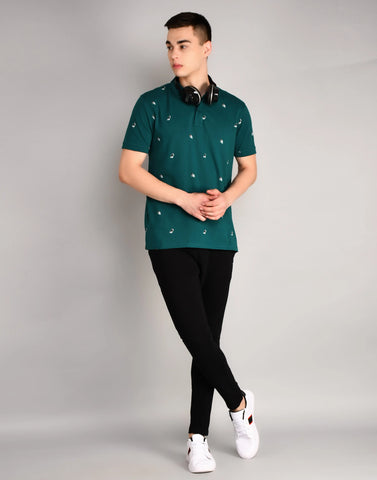 Black Printed Regular Fit Jogger TIM PARIS