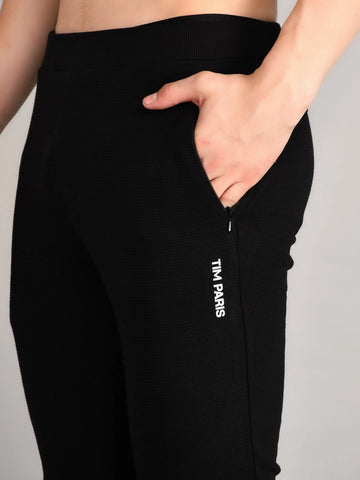 Black Printed Regular Fit Jogger TIM PARIS