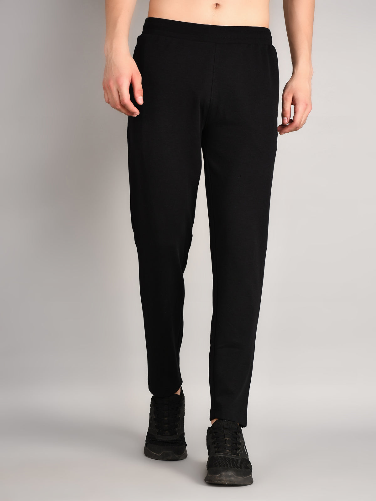 Black Solid Slim Straight Fit Lounge Pent