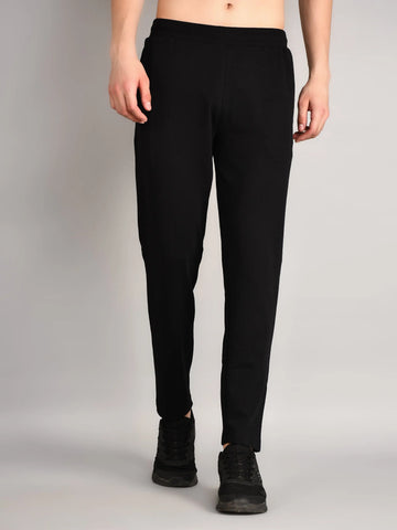 Black Solid Slim Straight Fit Lounge Pent TIM PARIS