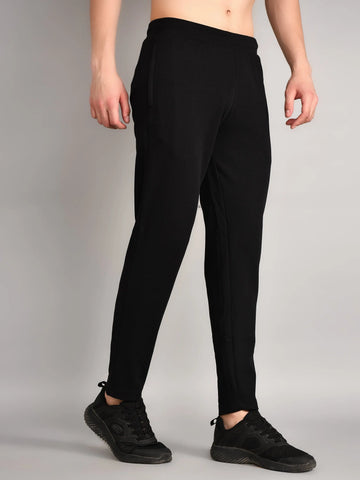 Black Solid Slim Straight Fit Lounge Pent TIM PARIS