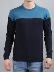 Navy Blue Round Neck Regular Fit Pullovers