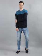 Navy Blue Round Neck Regular Fit Pullovers