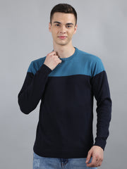 Navy Blue Round Neck Regular Fit Pullovers