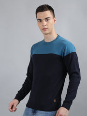 Navy Blue Round Neck Regular Fit Pullovers