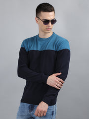 Navy Blue Round Neck Regular Fit Pullovers