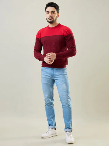 Tim Paris Red Round Neck Pullover Tim Paris