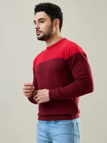 Tim Paris Red Round Neck Pullover Tim Paris