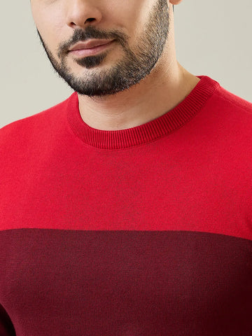 Tim Paris Red Round Neck Pullover Tim Paris