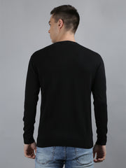 Black Round Neck Regular Fit Pullovers