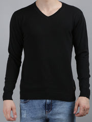 Black Round Neck Regular Fit Pullovers