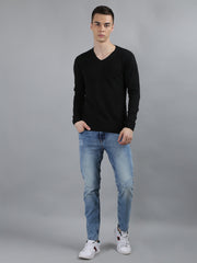 Black Round Neck Regular Fit Pullovers