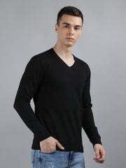 Black Round Neck Regular Fit Pullovers
