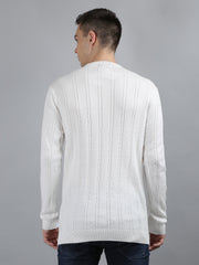 Tim Paris Pullover - White Round Neck Winter Sweater