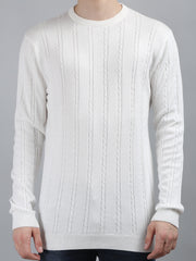 Tim Paris Pullover - White Round Neck Winter Sweater